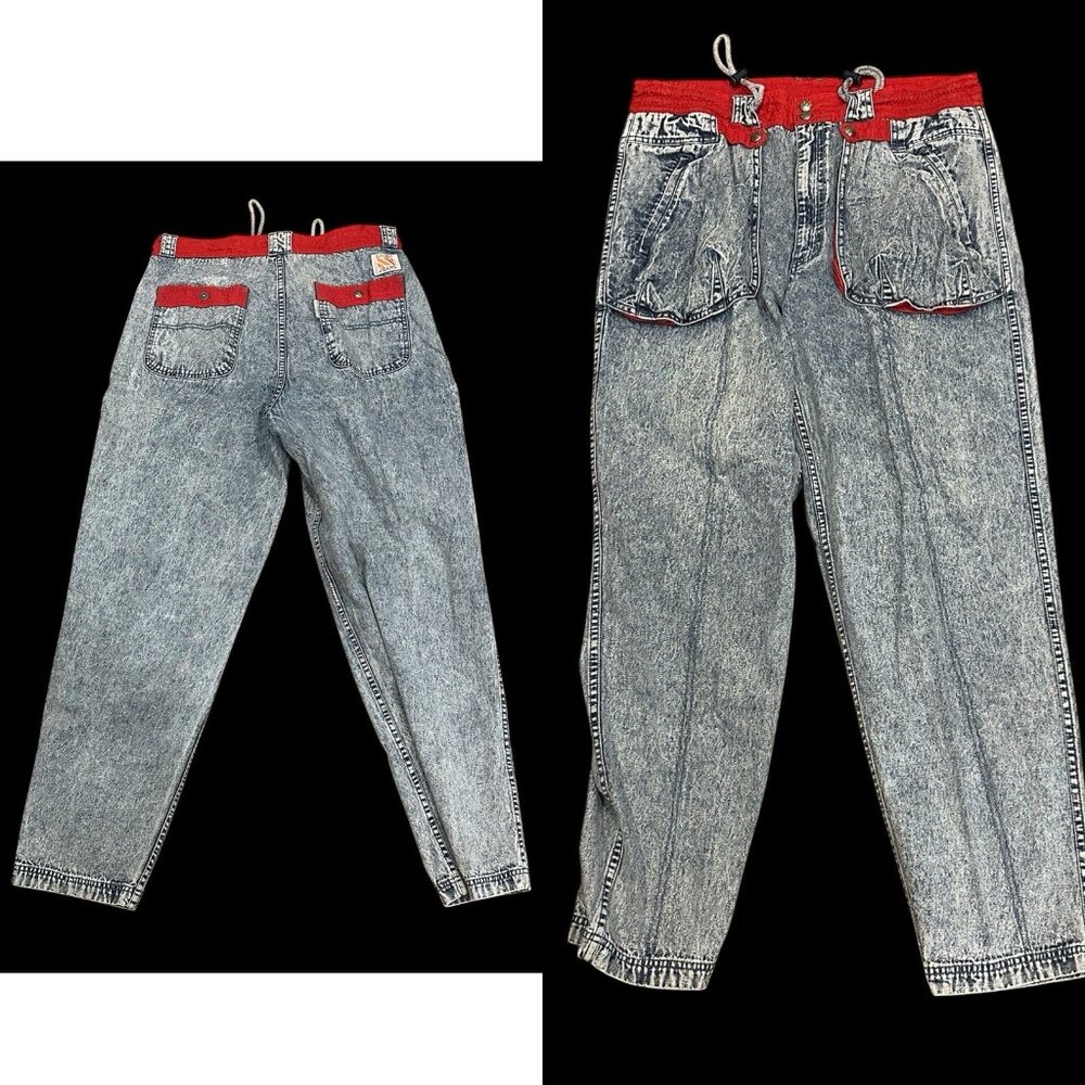 Vtg  80s LEVI'S Sport Acid Wash Tapered Denim Blue  Jeans large X30”L High Rise